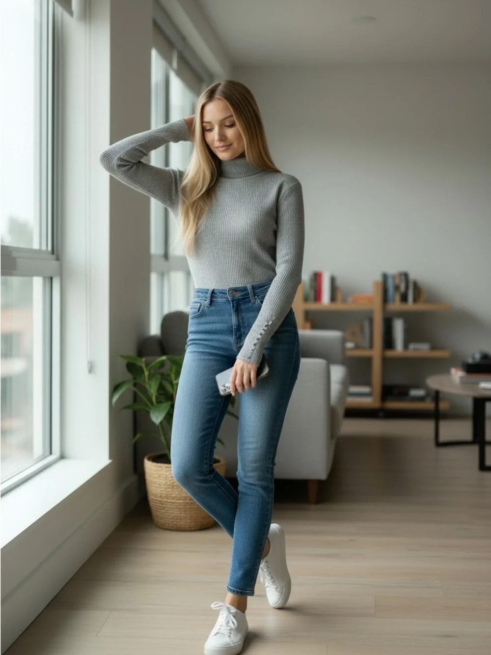 J. Crew Gray Ribbed Turtleneck Bodysuit
